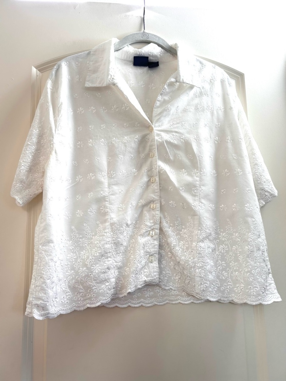 IVY 100% Cotton made in India button down. eyelet lace. Cottagecore. Prairie